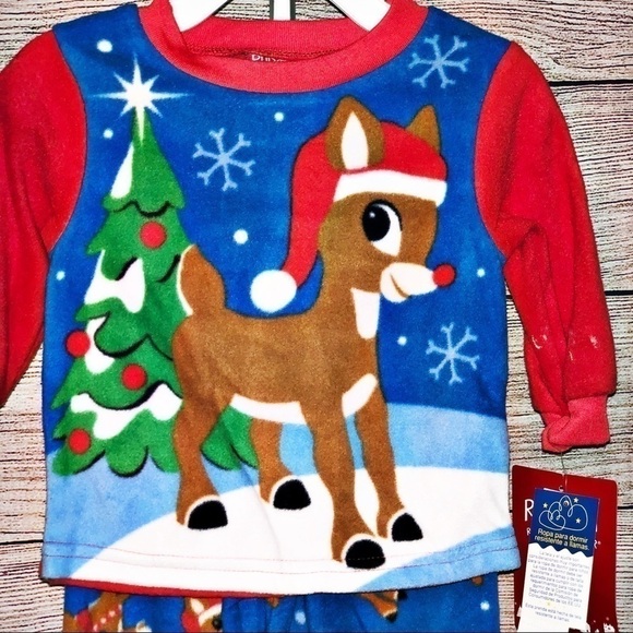 RUDOLPH. Fleece Christmas Pajamas. Size 12 months. - Picture 2 of 4